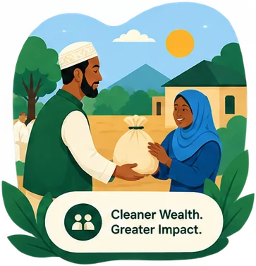 Zakat being handed to families in a community
