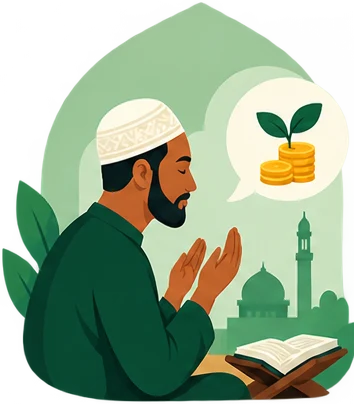 A man making dua after giving Zakat